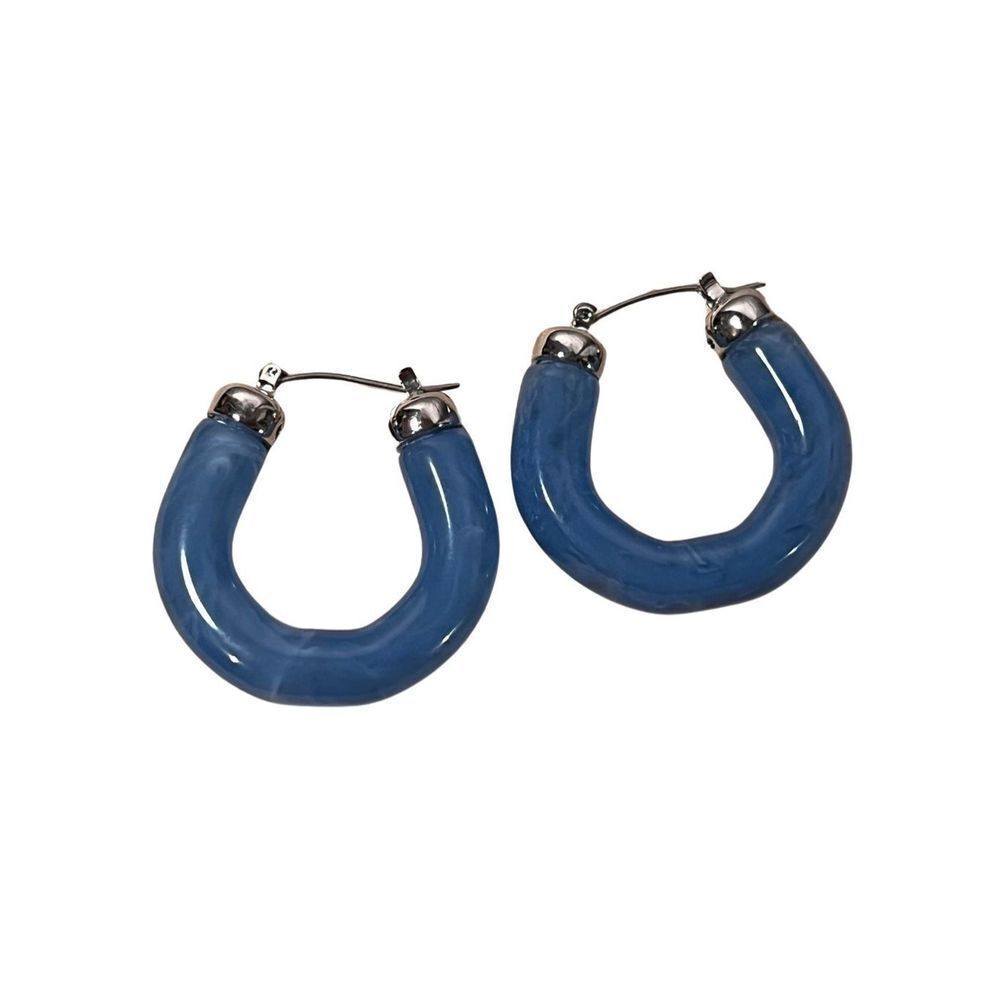 New Periwinkle Wide Puffy Resin Hoop Women’s Retro Earrings
